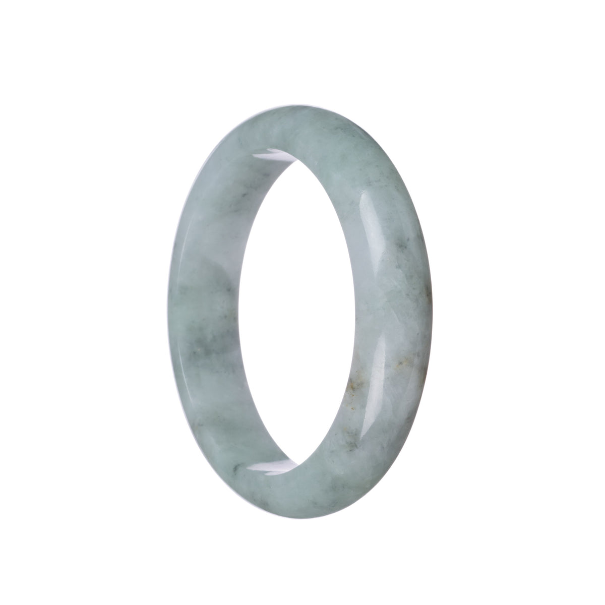 Genuine Grade A Grey Jadeite Jade Bracelet - 61mm Half Moon