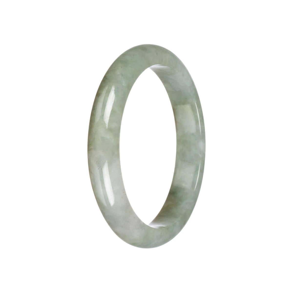 Genuine Untreated Olive green pattern Jadeite Bangle - 59mm Semi Round