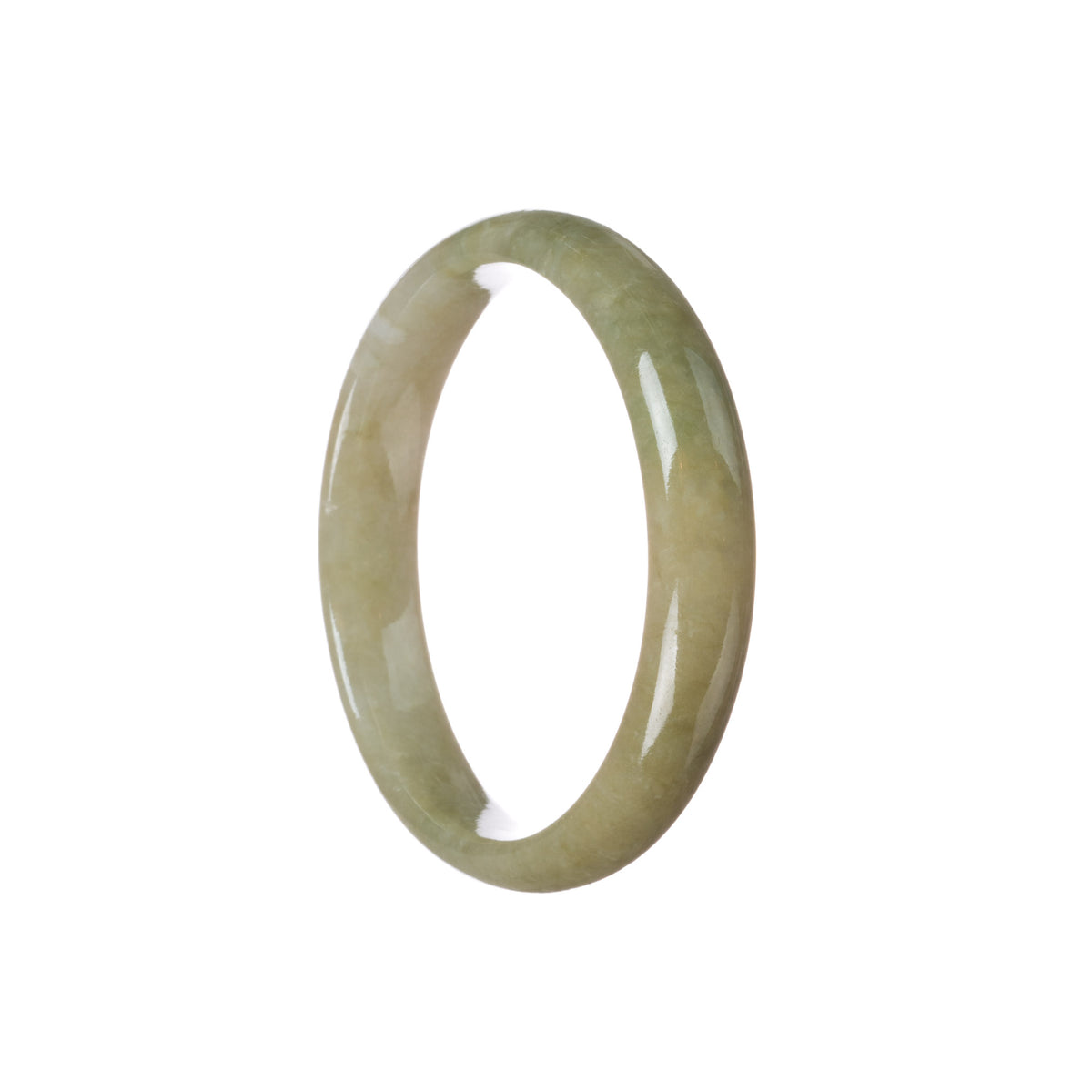 Real Untreated Brownish Olive Green Jadeite Bangle - 59mm Half Moon