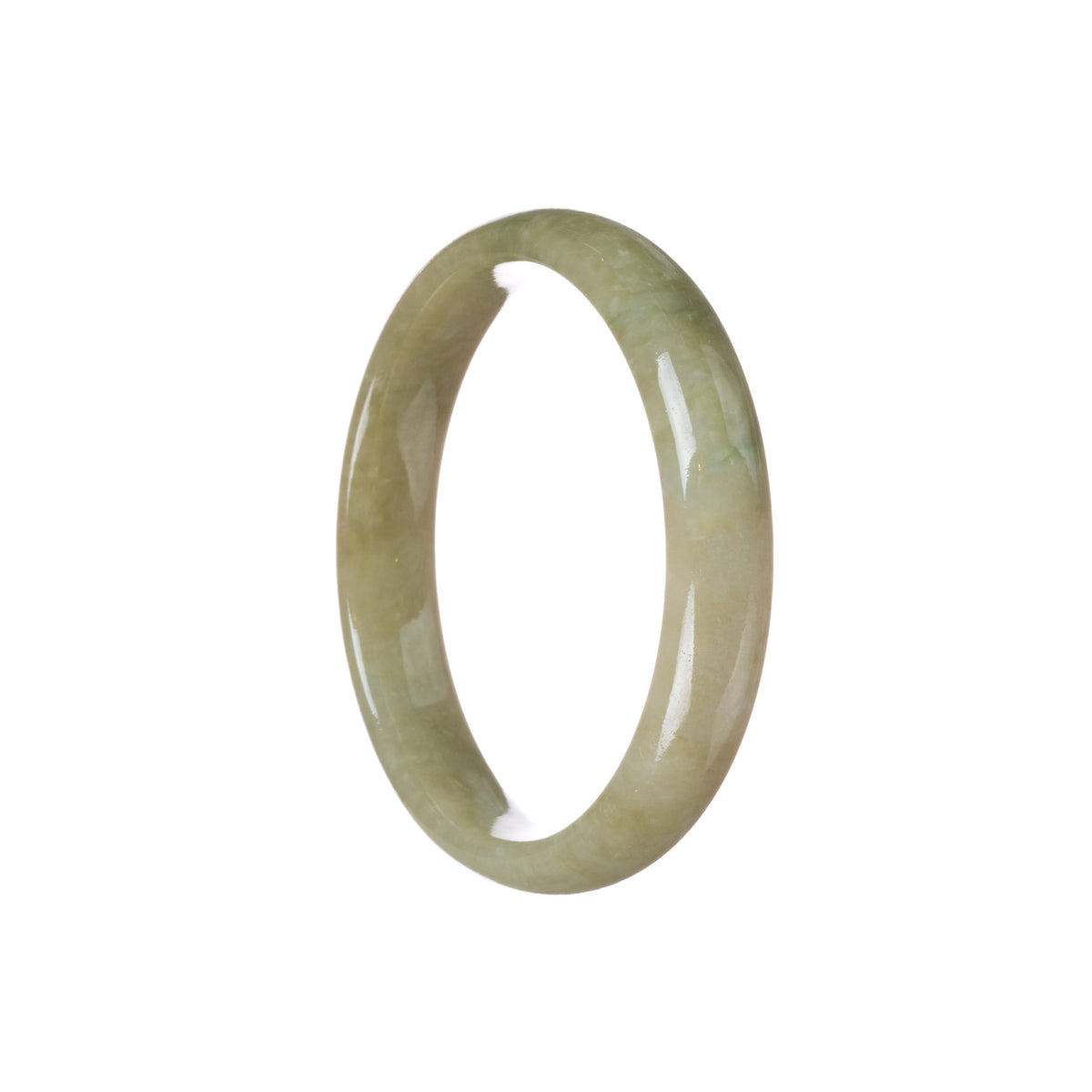 Real Untreated Brownish Olive Green Jadeite Bangle - 59mm Half Moon