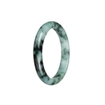 Genuine Grade A Light Green Pattern Burma Jade Bangle - 54mm Semi Round