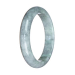 Genuine Untreated Grey Pattern Burmese Jade Bracelet - 59mm Half Moon