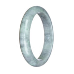 Genuine Untreated Grey Pattern Burmese Jade Bracelet - 59mm Half Moon