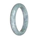 Certified Natural Grey and White Jadeite Bangle Bracelet - 59mm Half Moon