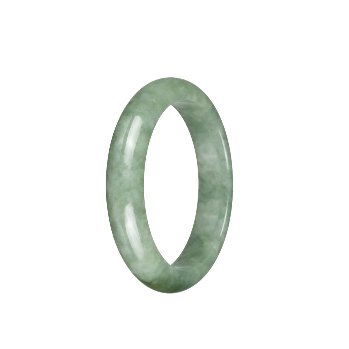 Authentic Grade A Green Jadeite Jade Bracelet - 53mm Half Moon