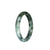 Genuine Untreated Green Pattern Burma Jade Bangle Bracelet - 54mm Half Moon