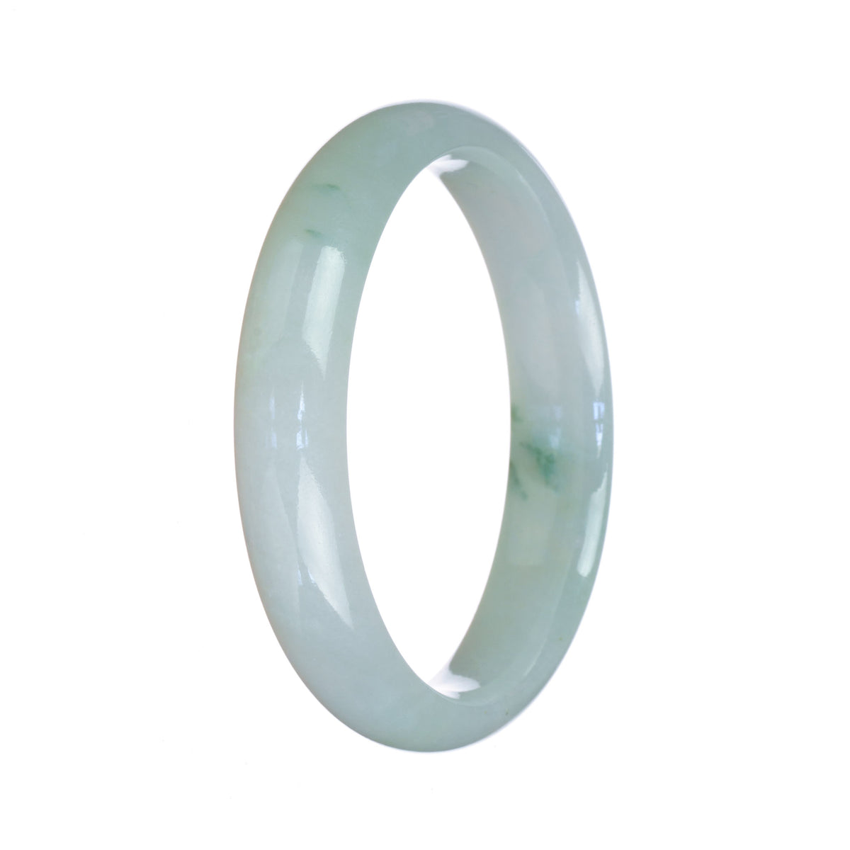 Real Grade A Pale Green Pattern Traditional Jade Bracelet - 56mm Half Moon