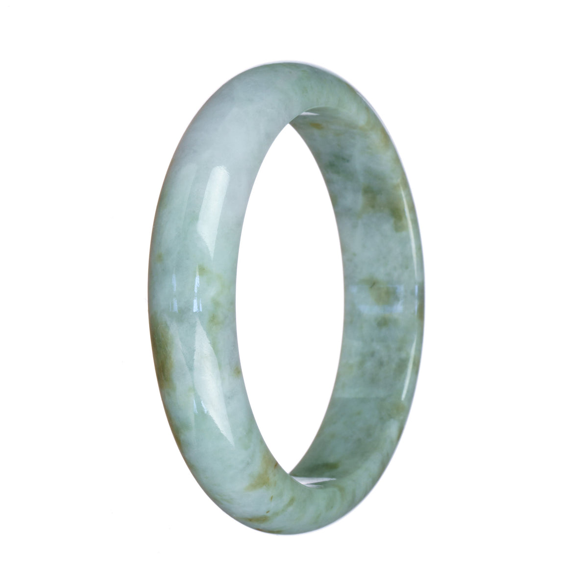 Certified Grade A Pale Green Burmese Jade Bangle - 58mm Half Moon