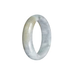 Genuine Natural White and Light Brown Jade Bangle - 54mm Half Moon