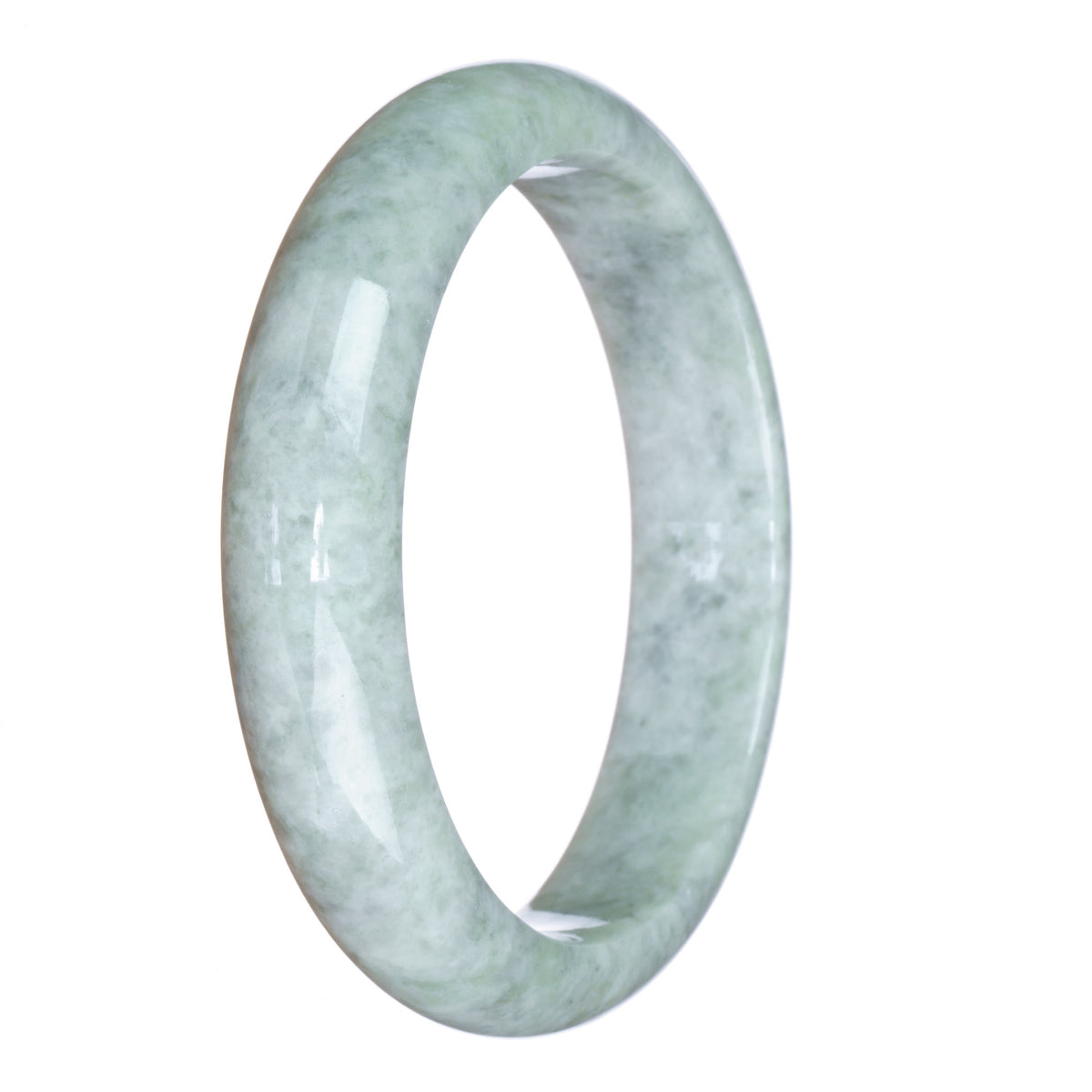 Authentic Grade A Grey Pattern Traditional Jade Bracelet - 63mm Half Moon