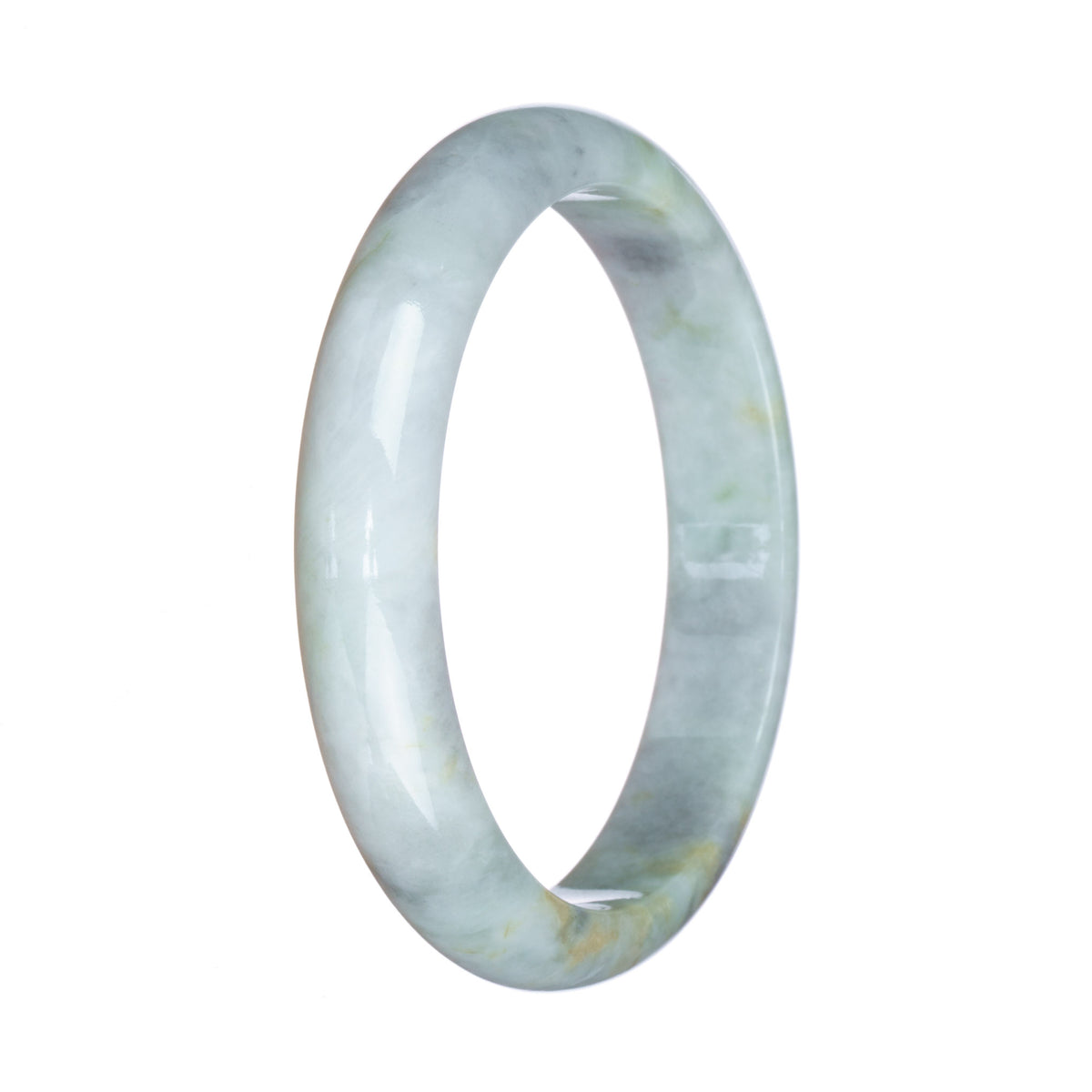 Real Type A Greyish White Jadeite Bracelet - 59mm Half Moon