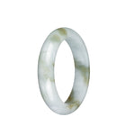 Genuine Natural White and Olive Green Traditional Jade Bangle Bracelet - 55mm Half Moon