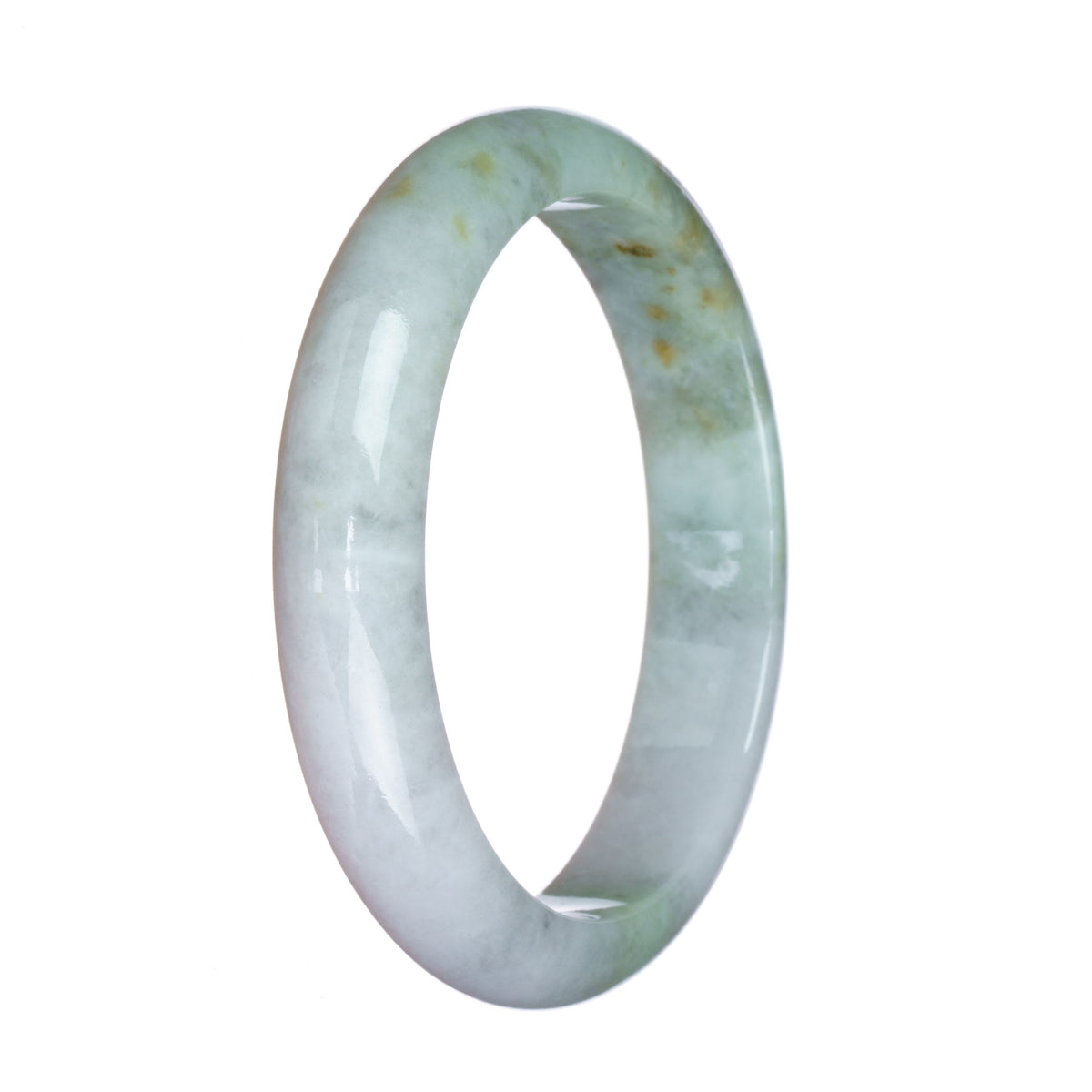 Certified Grade A White with Light Green Burma Jade Bracelet - 59mm Half Moon