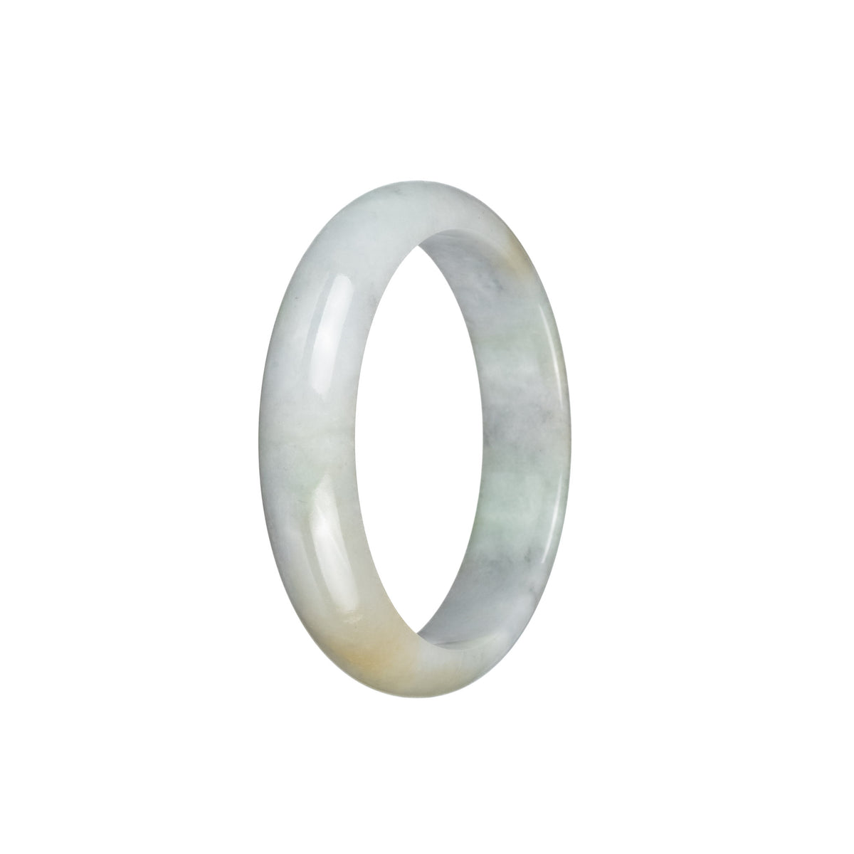 Genuine Type A White with Light Green Burma Jade Bangle - 54mm Half Moon