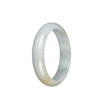 Genuine Type A White with Light Green Burma Jade Bangle - 54mm Half Moon