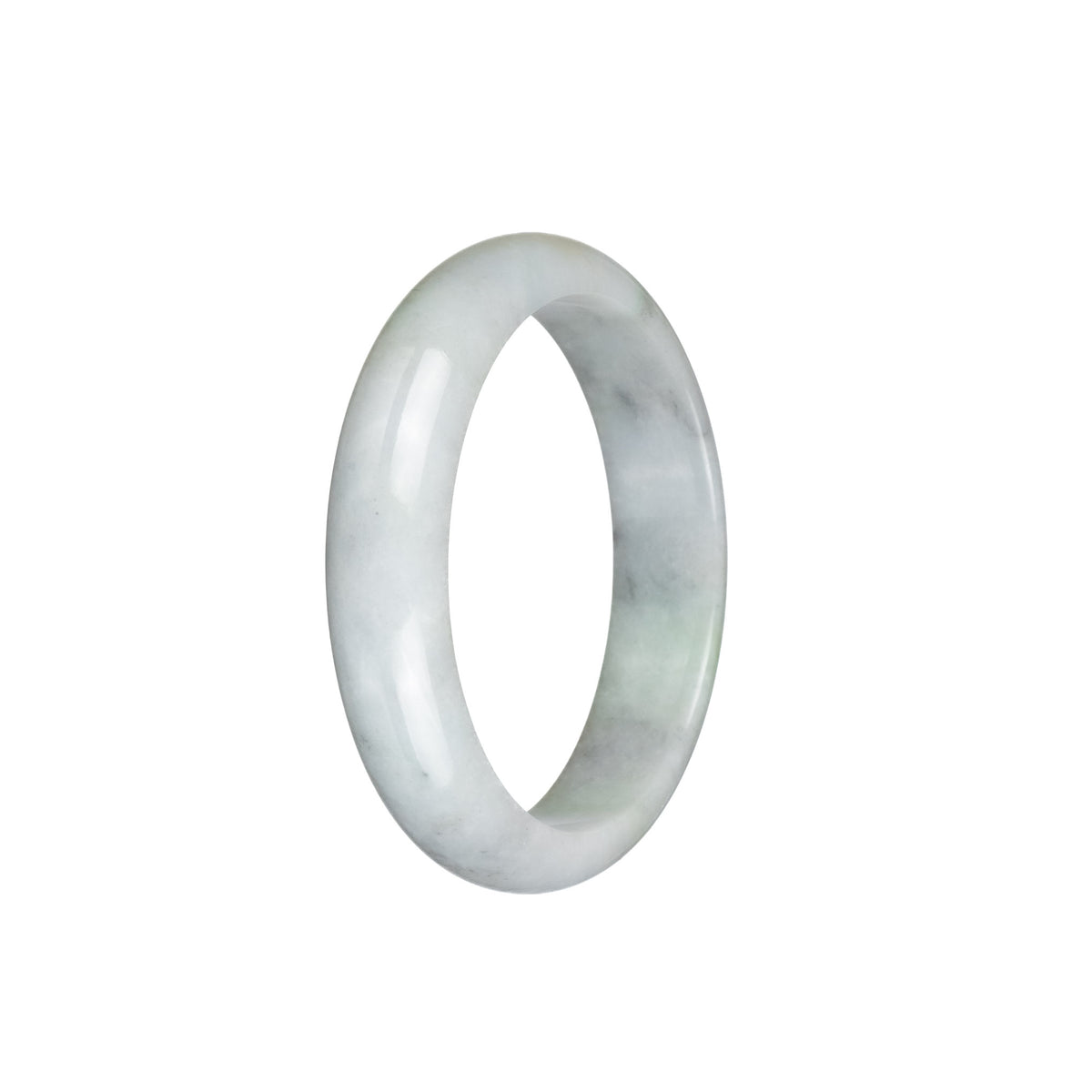 Genuine Type A White with Light Green Burma Jade Bangle - 54mm Half Moon