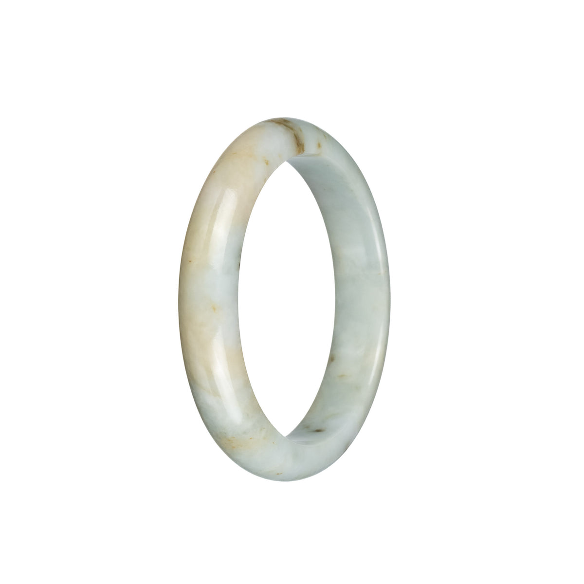 Genuine Grade A Pale Green Burmese Jade Bangle Bracelet - 54mm Half Moon