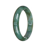Genuine Grade A Green Pattern Traditional Jade Bangle Bracelet - 56mm Half Moon