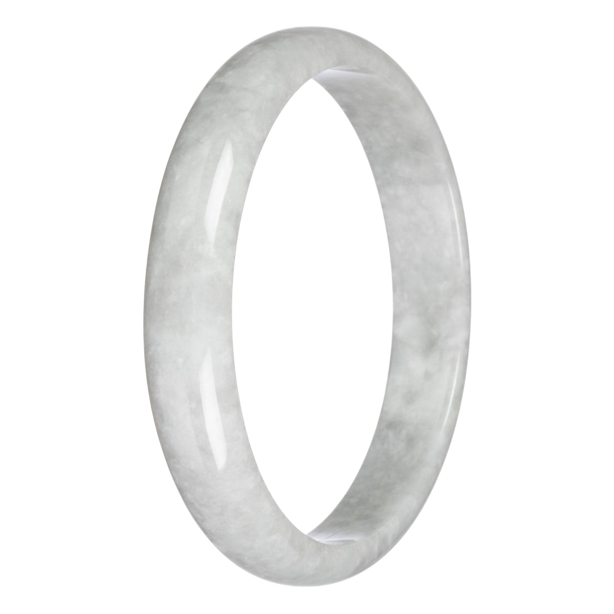 Certified Type A Greyish White Jadeite Bracelet - 83mm Half Moon