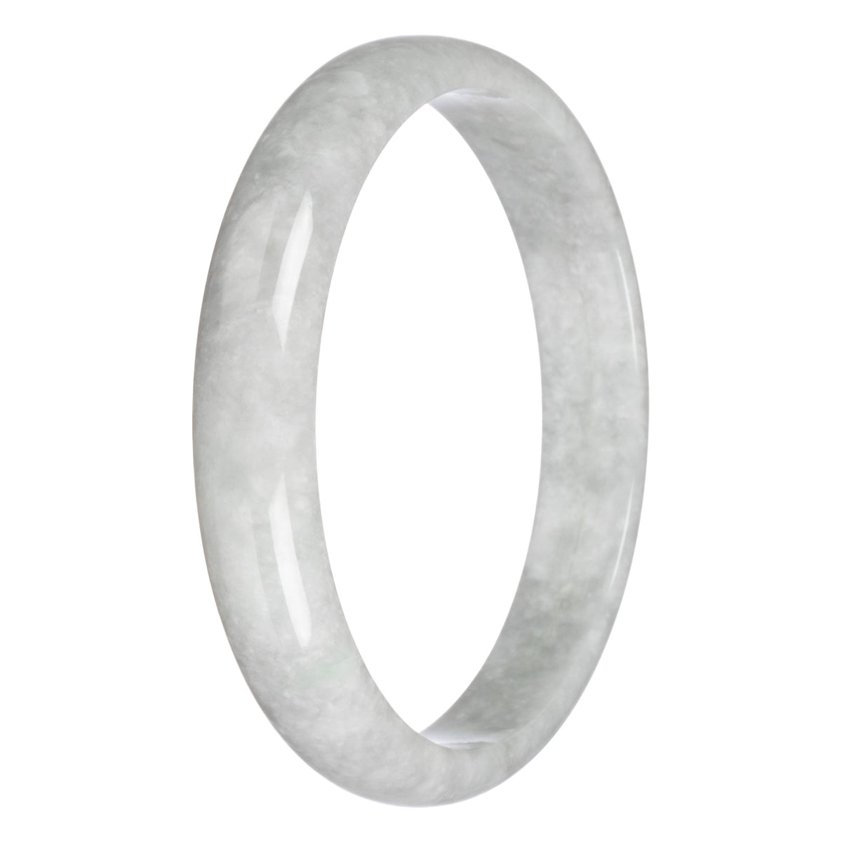 Certified Type A Greyish White Jadeite Bracelet - 83mm Half Moon