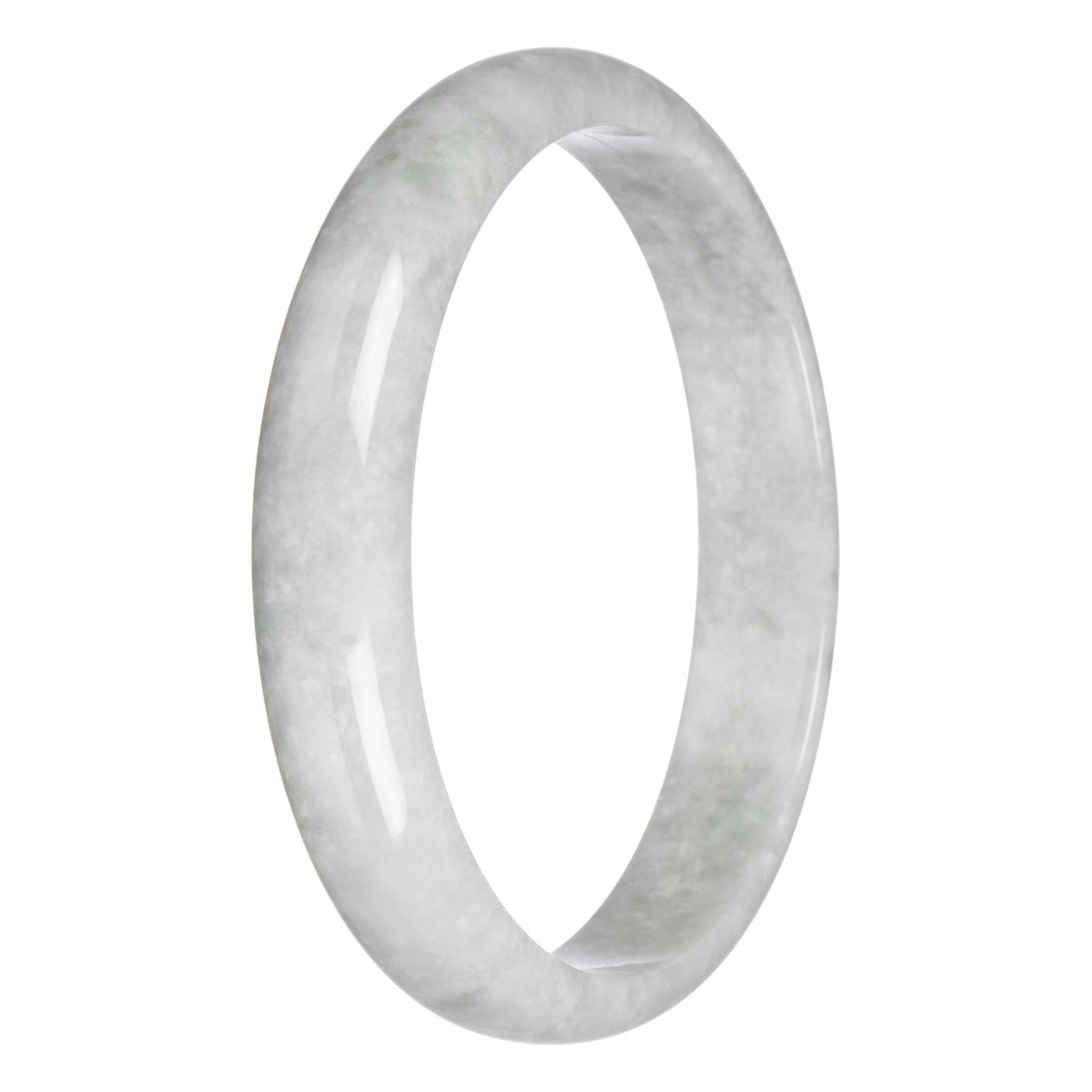 Certified Type A Greyish White Jadeite Bracelet - 83mm Half Moon