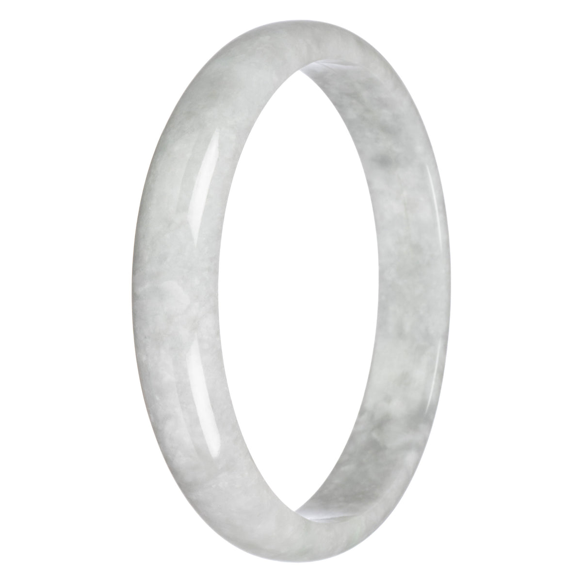 Certified Type A Greyish White Jadeite Bracelet - 83mm Half Moon