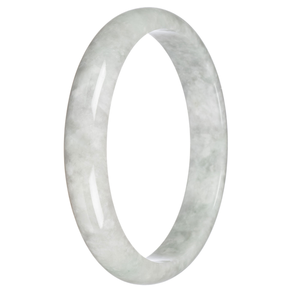 Certified Untreated Pale Green Burma Jade Bangle Bracelet - 82mm Half Moon