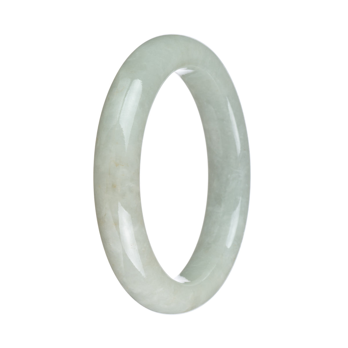 Certified Untreated White Burma Jade Bracelet - 58mm Half Moon