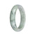 Genuine Grade A Pale Green and White with Dark Green Patterns Jadeite Jade Bangle - 59mm Half Moon