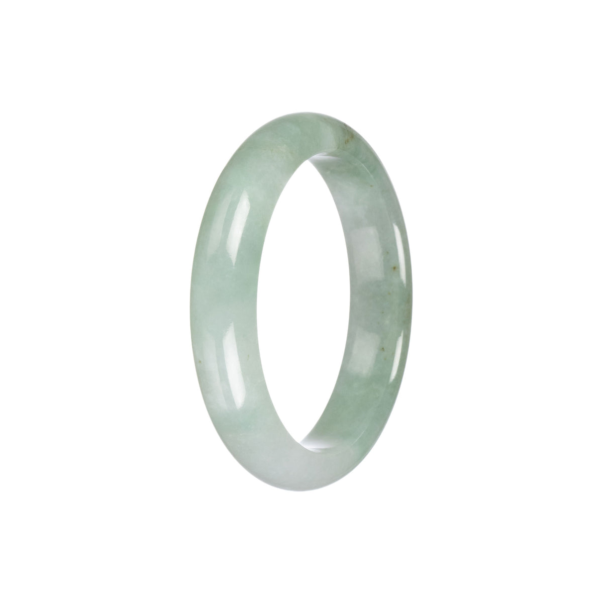 Real Untreated Light Green and Green Burma Jade Bracelet - 53mm Half Moon