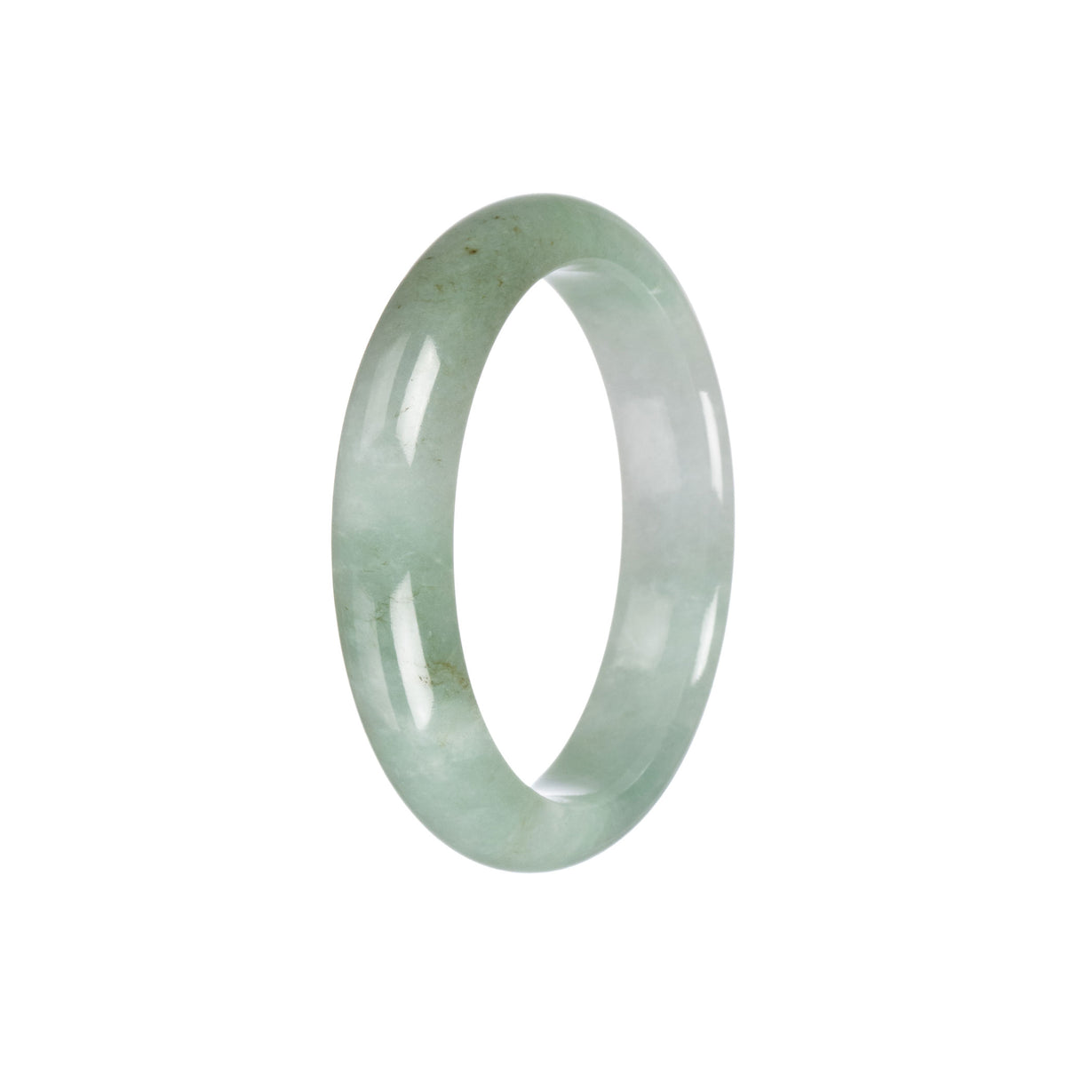 Real Untreated Light Green and Green Burma Jade Bracelet - 53mm Half Moon