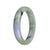 Certified Untreated Green and Lavender with Dark Green Patterns Burma Jade Bangle - 59mm Half Moon