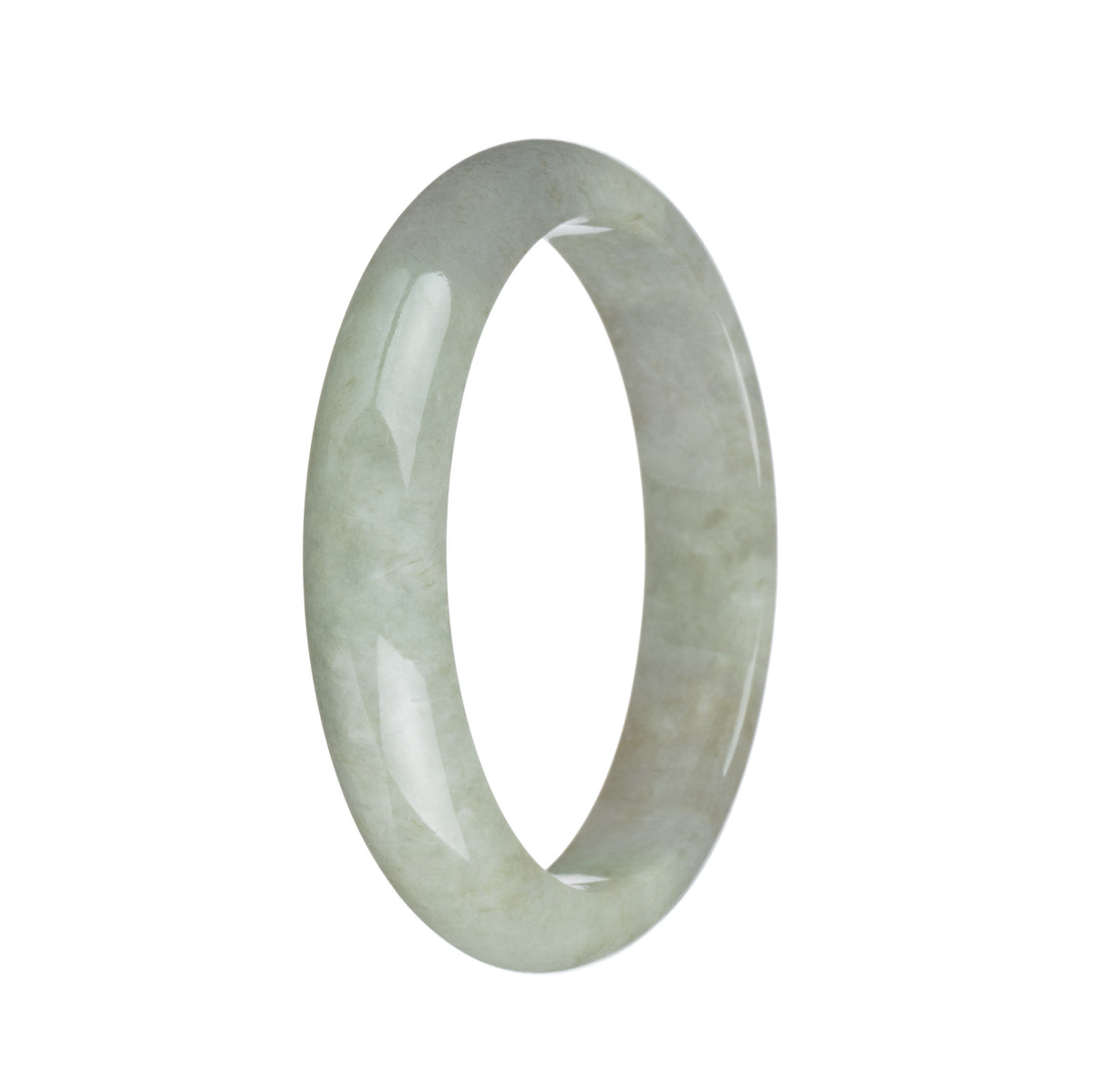 Genuine Untreated Pale Green Burmese Jade Bracelet - 58mm Half Moon