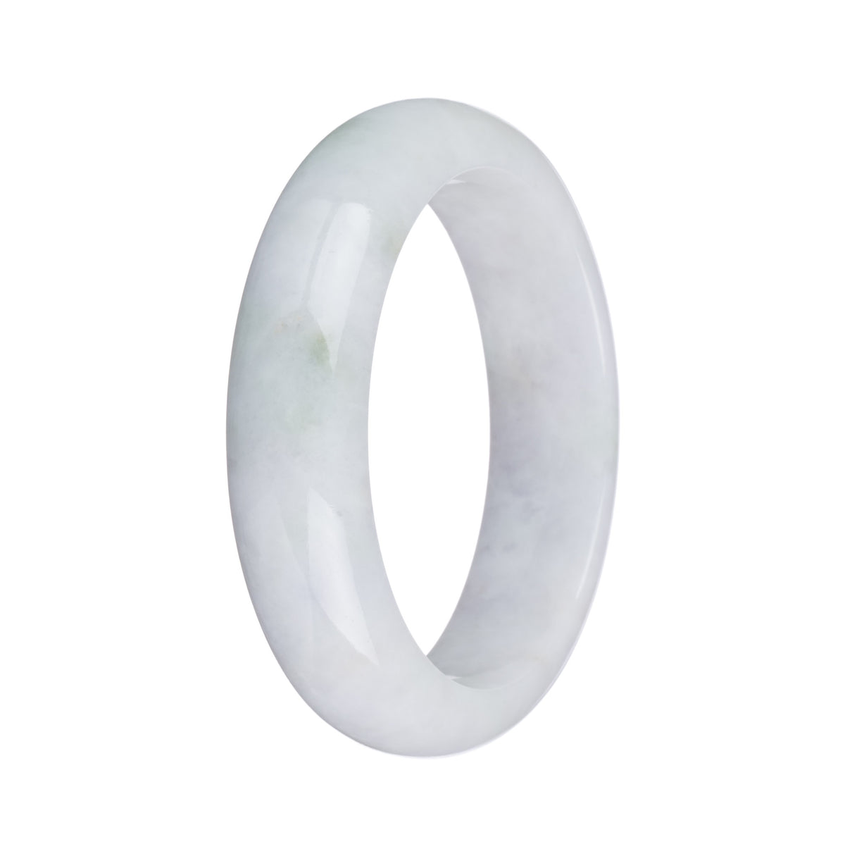 Real Grade A White with Green Pattern Jadeite Bangle - 58mm Half Moon