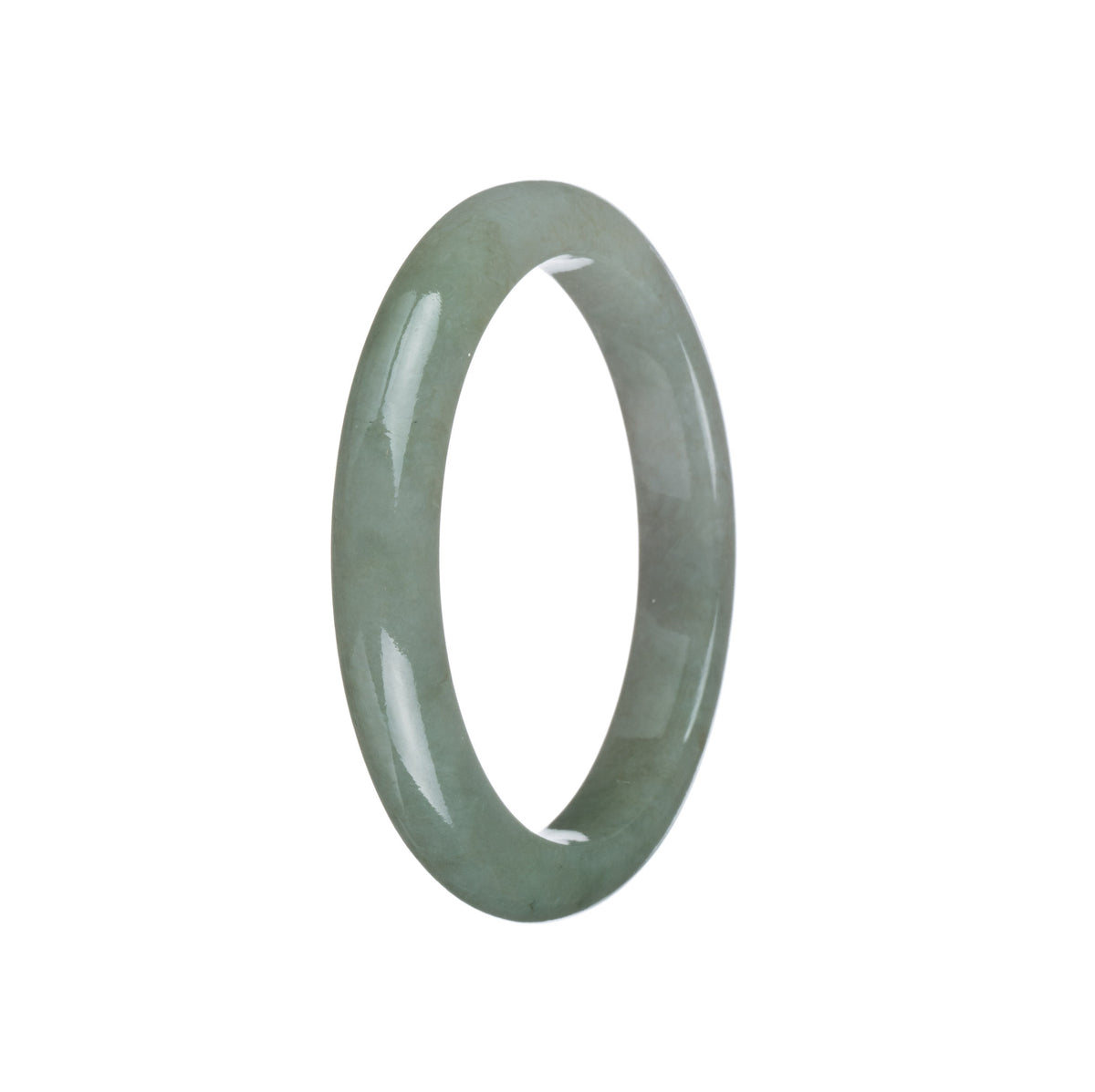 Authentic Untreated Green Traditional Jade Bangle - 51mm Semi Round