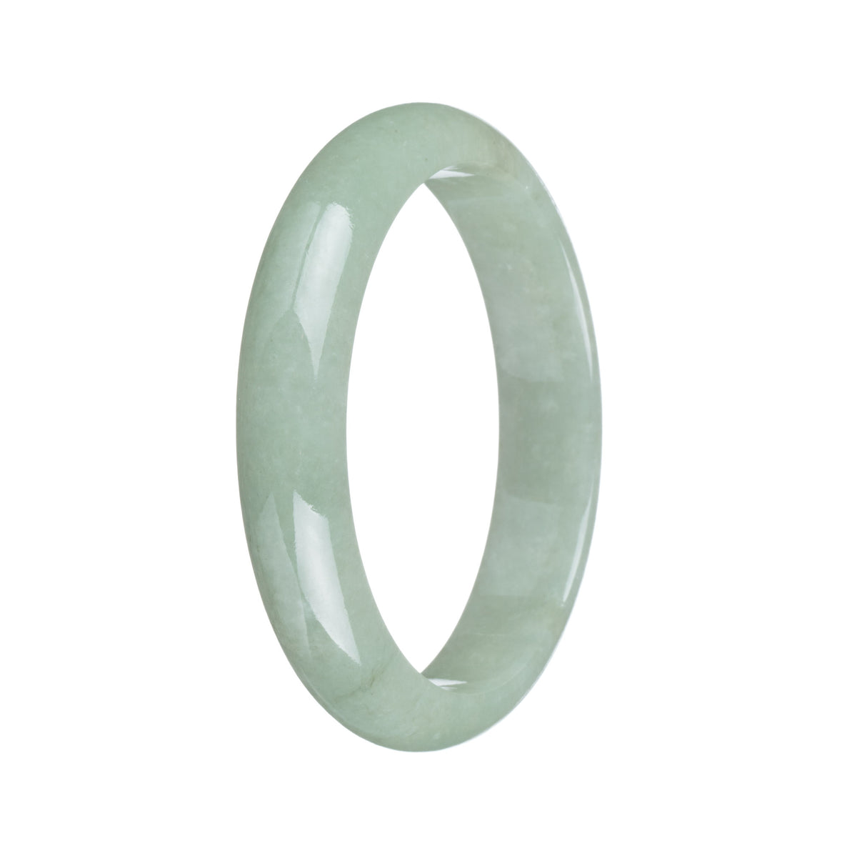 Authentic Grade A Green Traditional Jade Bangle Bracelet - 58mm Half Moon