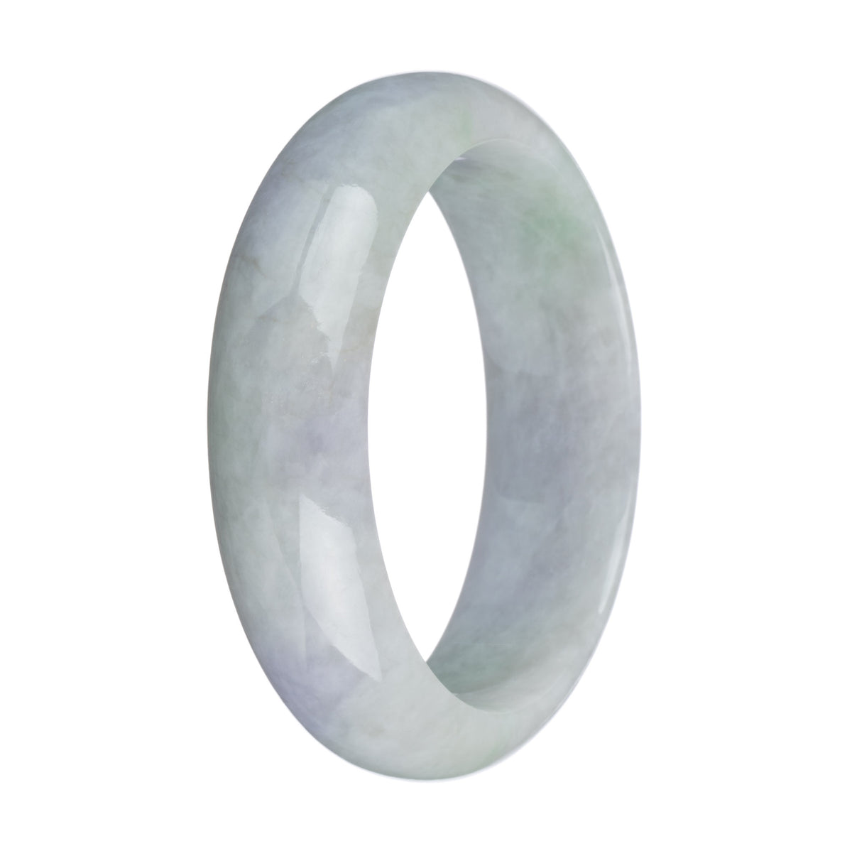 Authentic Grade A Green with Lavender Traditional Jade Bangle - 62mm Half Moon