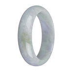Authentic Grade A Green with Lavender Traditional Jade Bangle - 62mm Half Moon