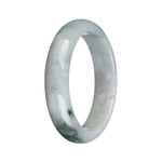 Authentic Grade A White with Dark Green Patterns and Red Spots Traditional Jade Bracelet - 57mm Half Moon