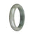 Genuine Untreated Green and Grey Jadeite Jade Bangle - 59mm Half Moon