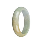 Genuine Grade A Brown, Pale Green and White Traditional Jade Bracelet - 53mm Half Moon