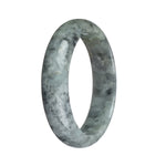 Certified Grade A Grey Pattern Burmese Jade Bangle - 59mm Half Moon