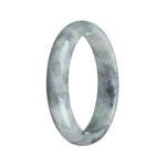 Genuine Grade A Pale Green with Grey Pattern Jadeite Jade Bracelet - 58mm Half Moon