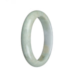 Authentic Untreated Pale Green and White with Yellow Patches Jadeite Jade Bracelet - 57mm Half Moon