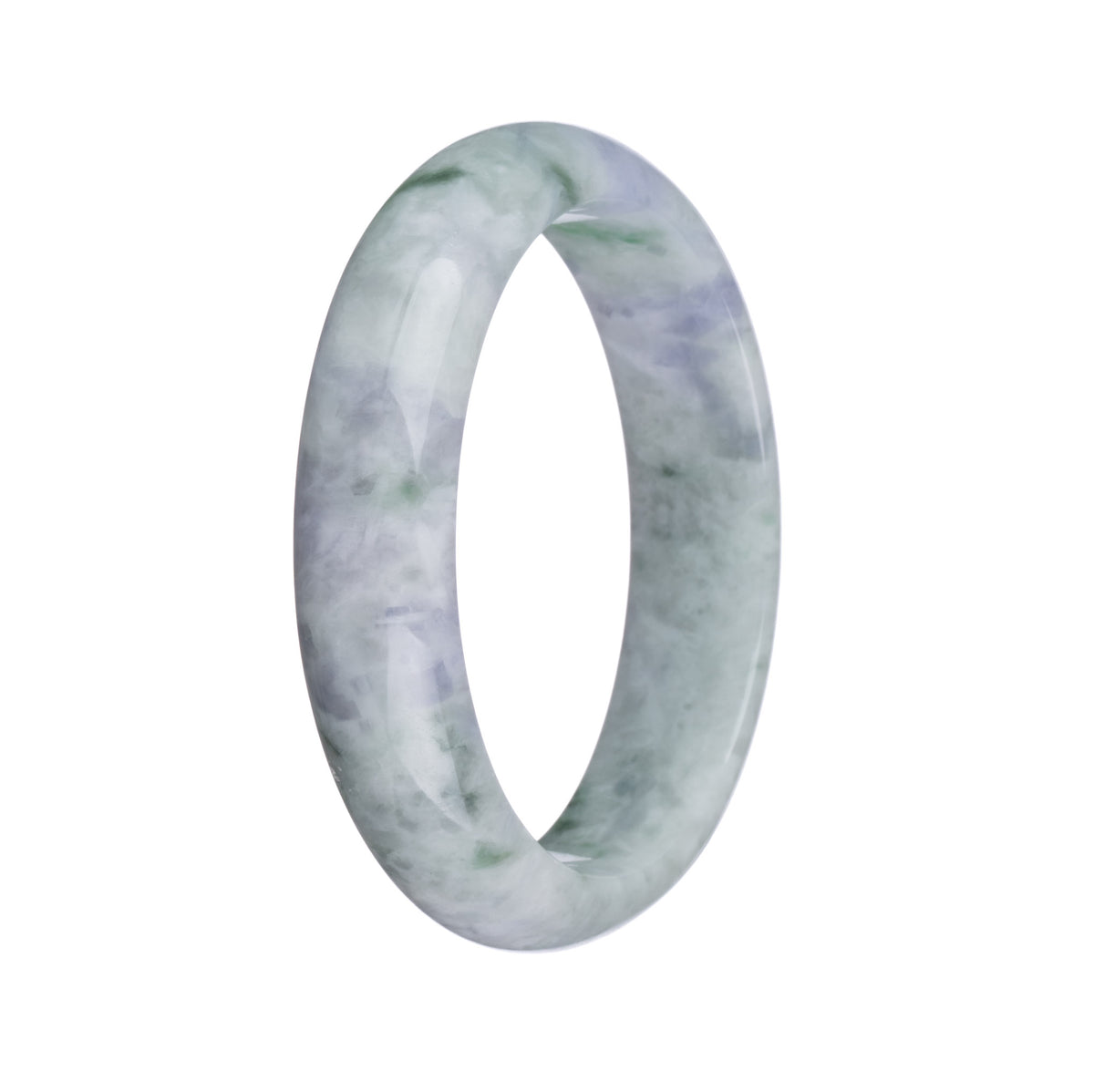 Real Grade A Grey, Green and Lavender Jadeite Bracelet - 57mm Half Moon