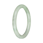 Genuine Grade A Green with Grey Patterns Burmese Jade Bangle - 59mm Petite Round