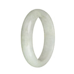 Genuine Type A Greyish White with Deep Green Spot Burma Jade Bangle - 58mm Half Moon