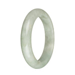 Authentic Type A Light Grey and Pale Green with Deep Green Spot Jadeite Bracelet - 58mm Half Moon