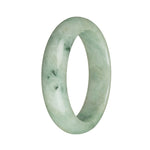 Genuine Grade A Light Green and Light Grey with Deep Green Spots Jade Bangle - 57mm Half Moon