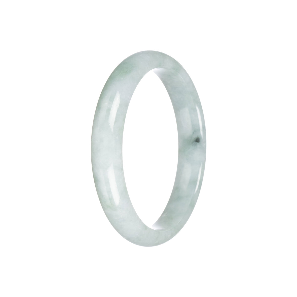 Real Natural Pale Green Traditional Jade Bangle Bracelet - 57mm Half Moon